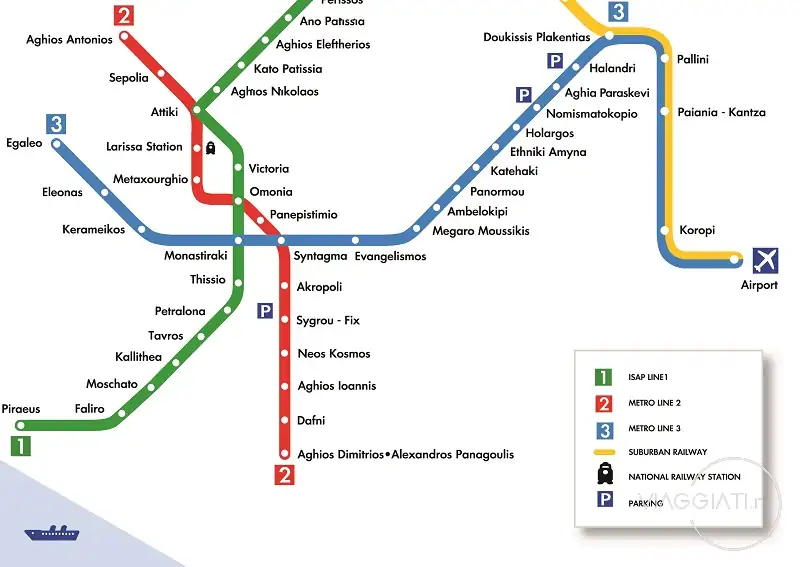 Come arrivare dall'aeroporto di Atene al centro in metro