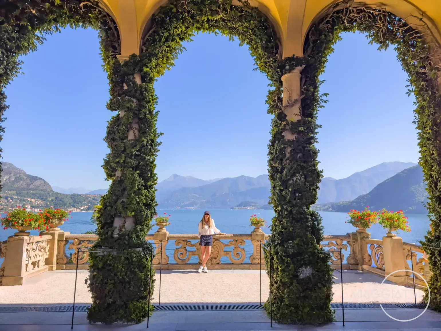 Terrazza con vista sul Lago di Como a Villa del Balbianello