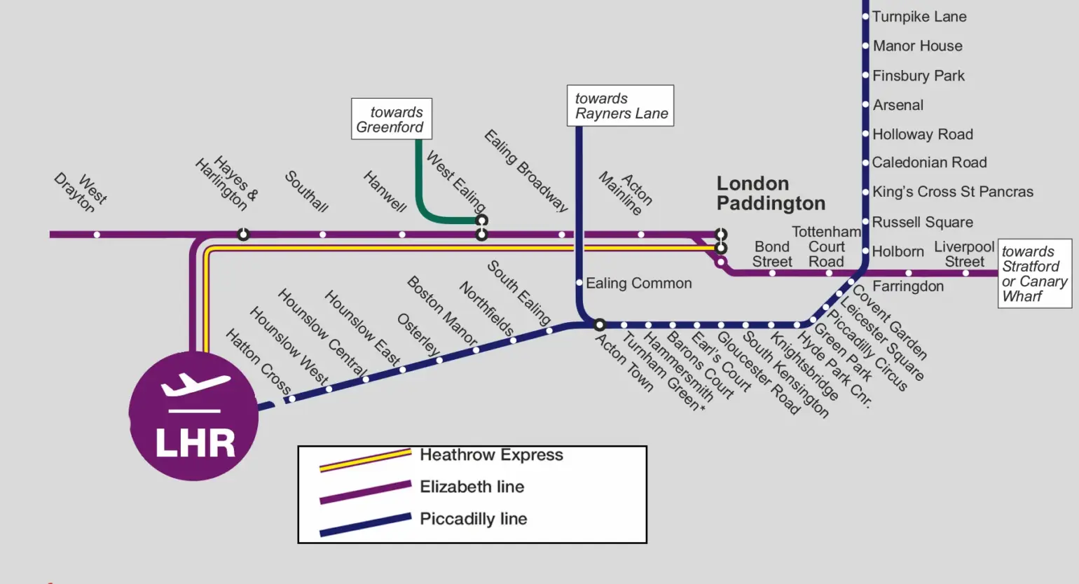 Linee ferroviarie e della Tube - Come arrivare da Heathrow a Londra.
