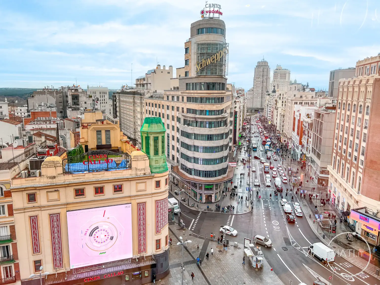 Vista dalla caffetteria di El Corte Inglés di Callao