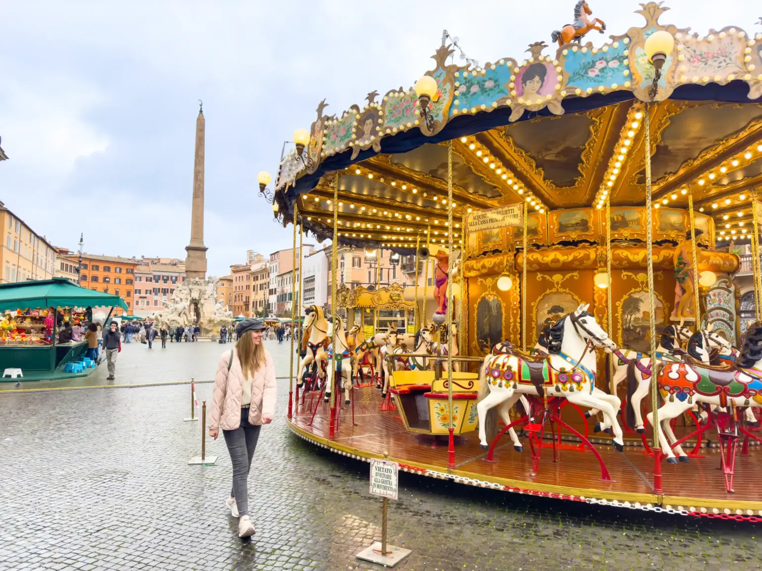 Giostra nel mercatino di Natale di Piazza Navona